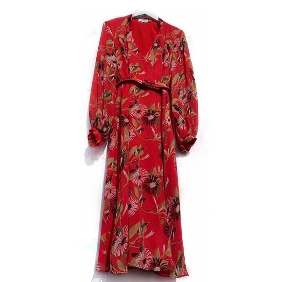 EQUIPMENT Andrese Floral Silk Wrap Dress | 8 | NEW - Picture 13 of 16
